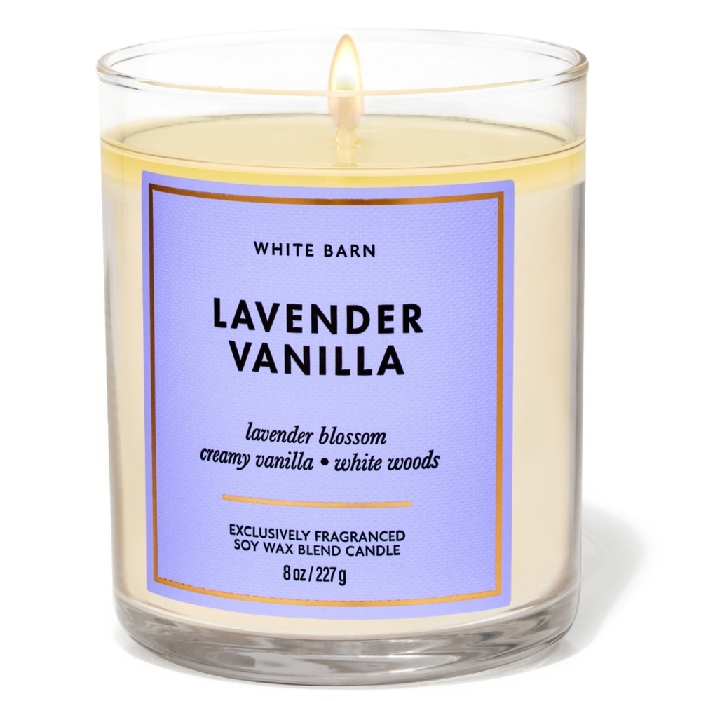 Bath Body Works White Barn Lavender Vanilla Single Wick Candle 8oz NEW - Picture 1 of 1